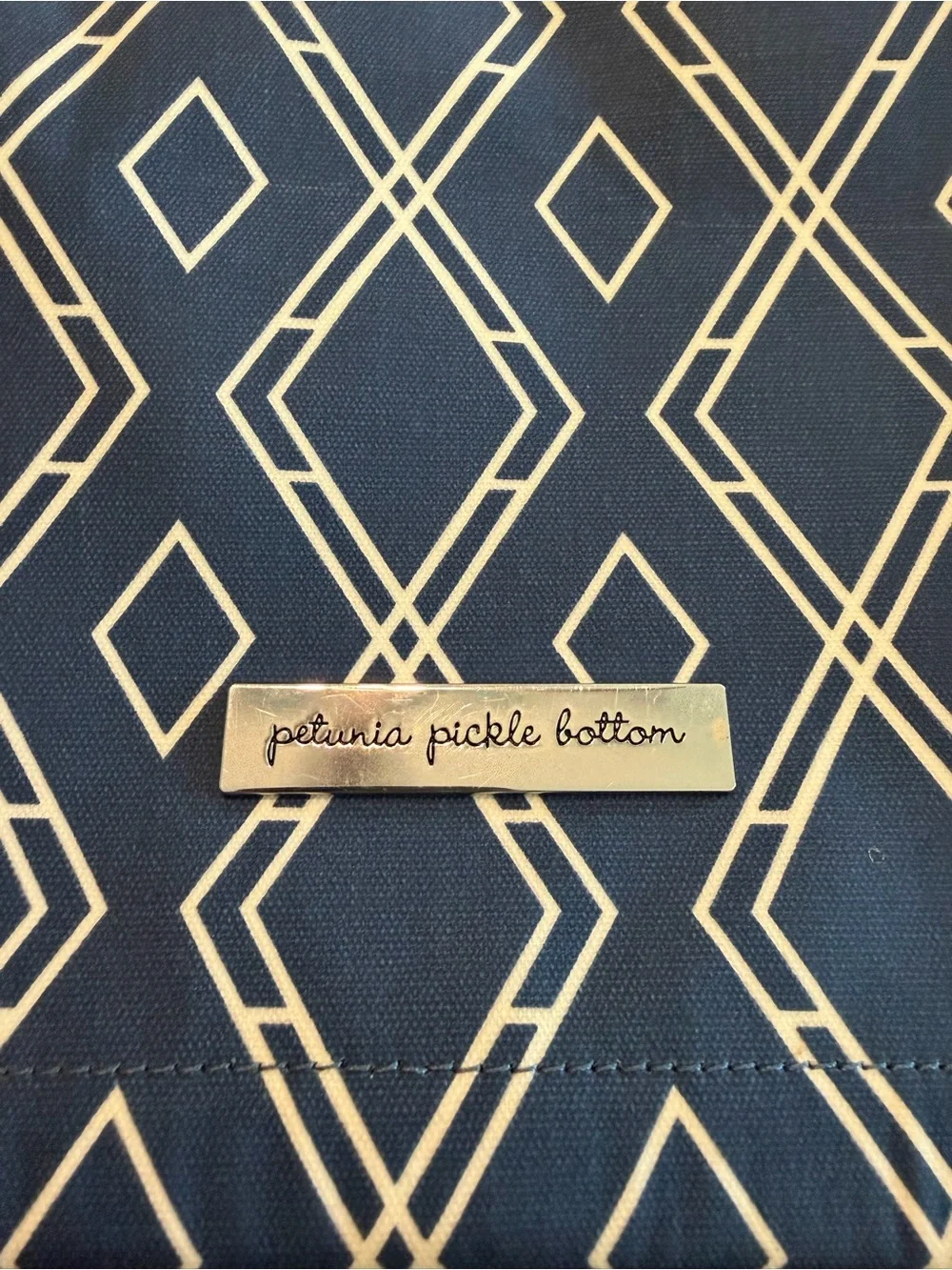 Petunia Pickle Bottom Navy and White Geometric Tote with backpack straps